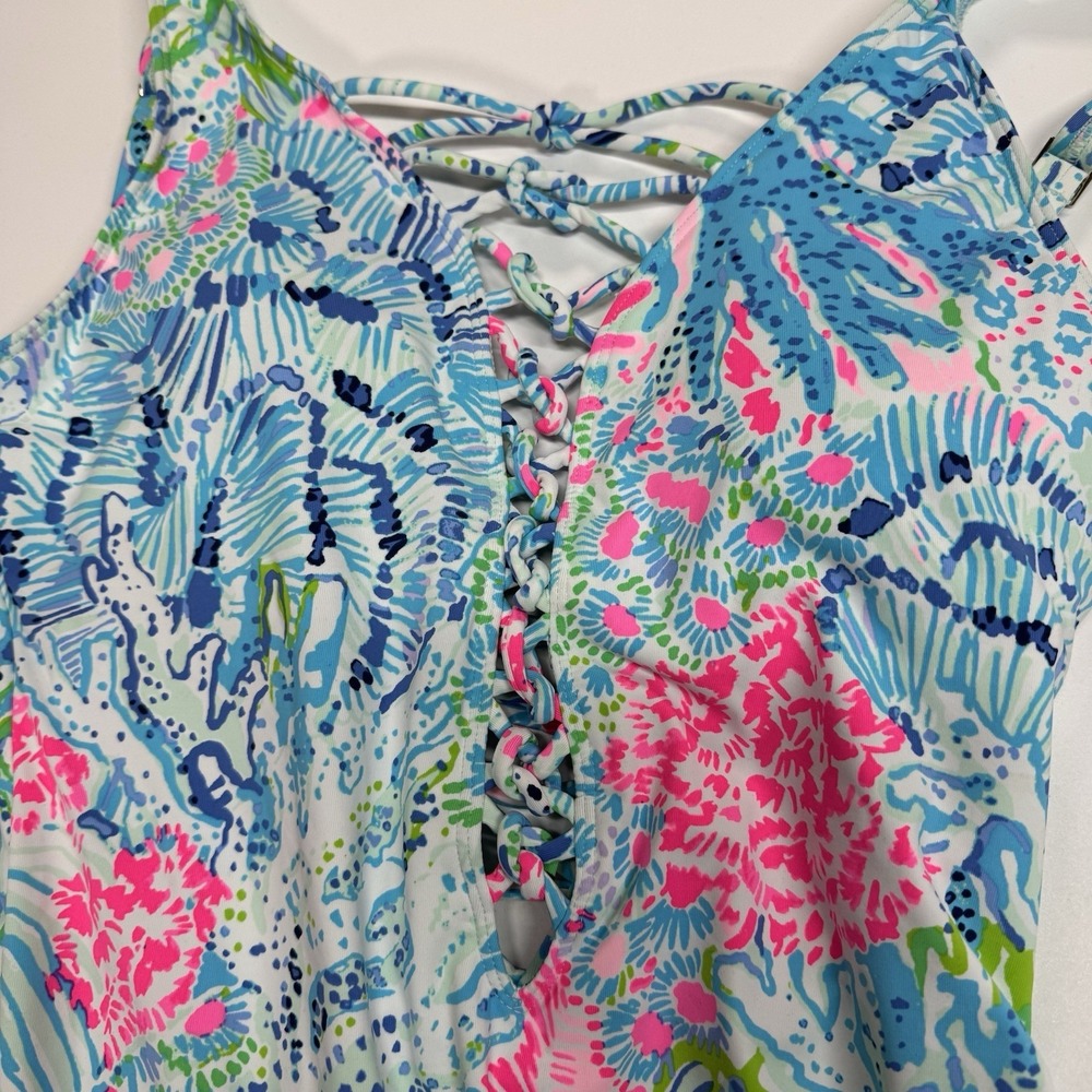 Lilly Pulitzer Isle Lattice One Piece bathing suit Sink Or Swim Womens Size 10 - Picture 7 of 7